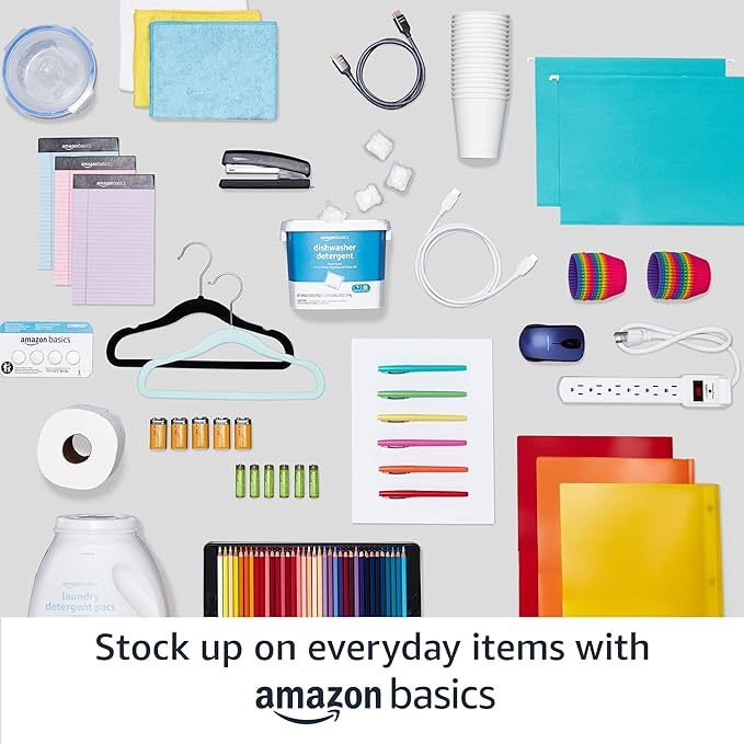 Amazon Basics Slim, Velvet, Non-Slip Suit Clothes Hangers, Pack of 50, Black