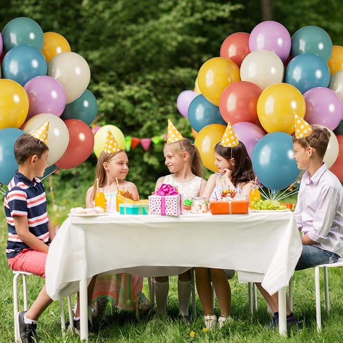 Retro Colorful Balloons, 12 Inch Vintage Color Balloons, Retro Blue Red Purple Yellow White Latex Helium Balloon for 80s 90s Theme Birthday Wedding Baby Shower Festival Carnival Decorations