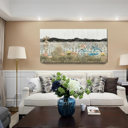Oversized Wall Art for Living Room, Extra Large Wall Decor, Modern Vintage Farmhouse Boho Landscape Artwork Neutral Rustic Countryside Nature Floral Canvas Wall Picture for Office Bedroom Dining room