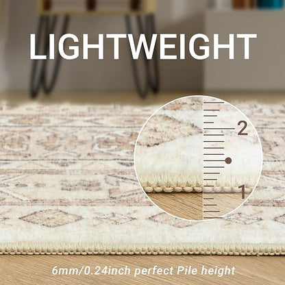 zesthome 2x6 Runner Rug for Hallways, Machine Washable Rug, Non Slip Vintage Low Pile Runners, Stain Resistant Runners for Entryway, Kitchen, Bathroom, Laundry Room, Corridor