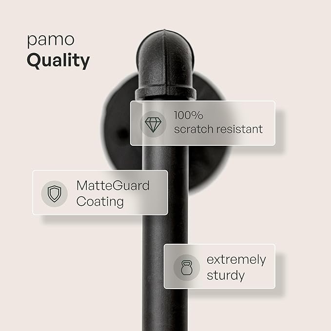 pamo Industrial Pipe Clothing Rack - 265 lbs Capacity - Wall Mounted Clothes Rack and Walk In Closet for Wardrobe