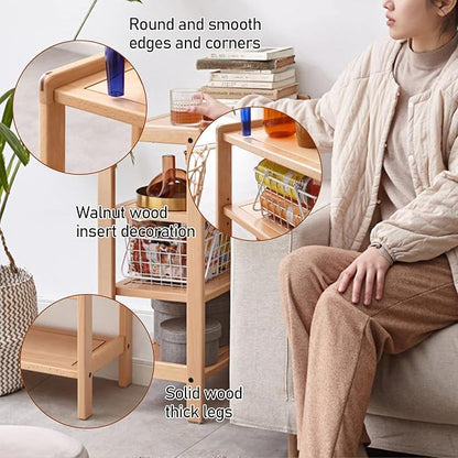 4 Tier Solid Wood Shoe Rack, Free Standing Shoe Rack for Entryway, Hallway, Closet, Living Room, Beech Wood, 11.02" x 25.6" x 27.56", Natural