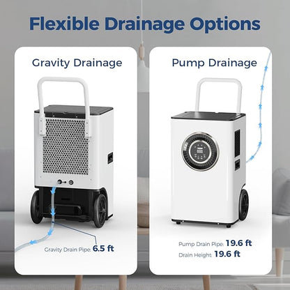 ALORAIR 145PPD Commercial Dehumidifier with Pump & Drain Hose, SLGR Tech Dehumidifiers for Garage, Large Room, Basement, Industrial Space, Power-Off Memory, Sentinel Elite60X