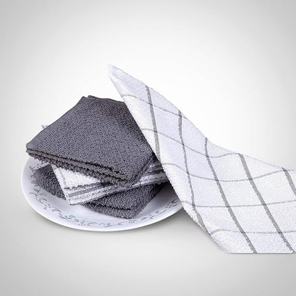 AMOUR INFINI Cotton Kitchen Dish Cloths Set of 8 – Highly Absorbent, Super Soft Premium Terry Cleaning Cloth (12"x12" Inch) Premium Dishcloths for Washing Dishes (Light Gray)