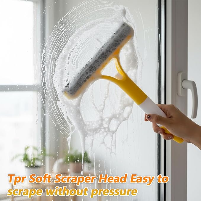 3 in 1 Glass Scraper Window Squeegee Cleaner All Purpose Spray Window Cleaners Squeegee Easy to Clean Without Streaks Glass Cleaner Tool for Tile Shower Wall Sink Mirror Bathroom Car Windows Cleaning