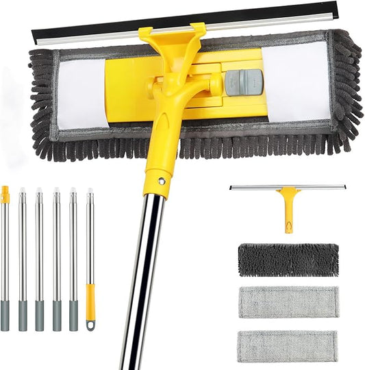 96" Long Handle Window Cleaner Tool Squeegee with Extension Pole, 2 in 1 Large Surface Window Cleaning Kit, Professional Window Washing Kit for High Windows Glass Car Mirror Solar Panel