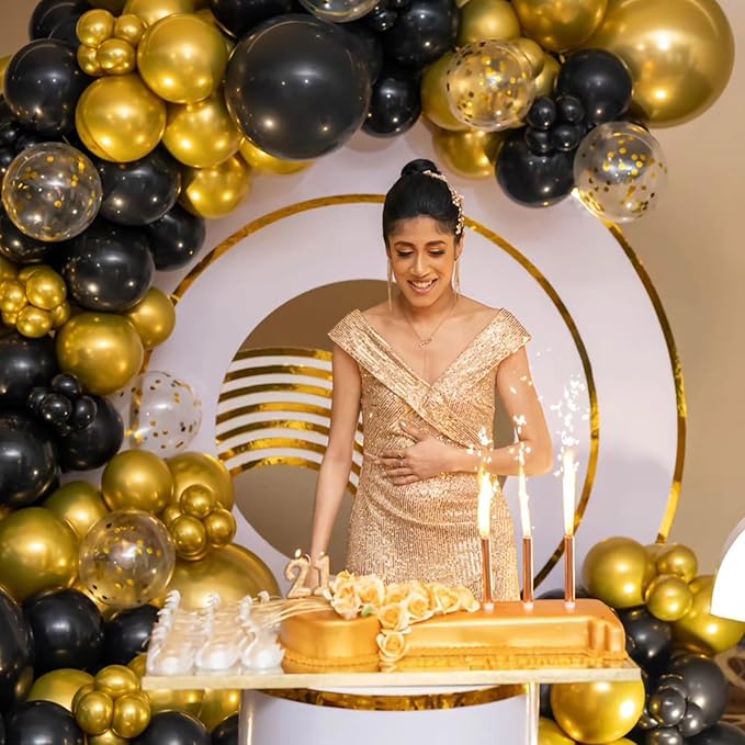 5 Inch Gold Balloons, 60 PCS Gold Metallic Balloon Small Metallic Gold Chrome Balloons 5'' Mini Matte Golden Latex Balloons for Birthday Graduation Anniversary Baby Shower Party Decorations