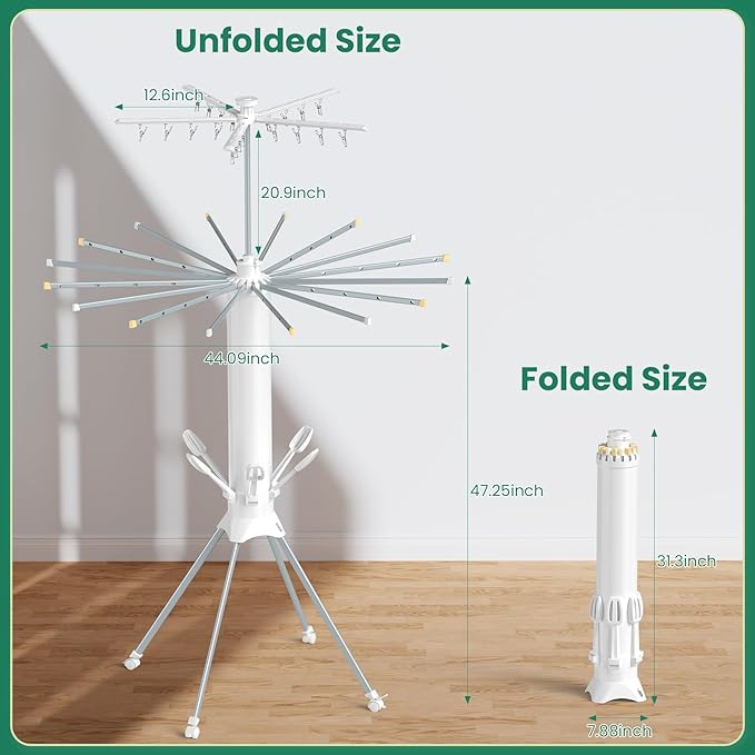 Clothes Drying Rack Foldable, 4-Legged Laundry Drying Rack Collapsible, Clothing Drying Rack with 4 Pulleys, 3-Tier Collapsible Drying Racks for Laundry and Shoes