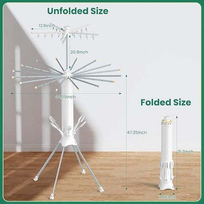 Clothes Drying Rack Foldable, 4-Legged Laundry Drying Rack Collapsible, Clothing Drying Rack with 4 Pulleys, 3-Tier Collapsible Drying Racks for Laundry and Shoes