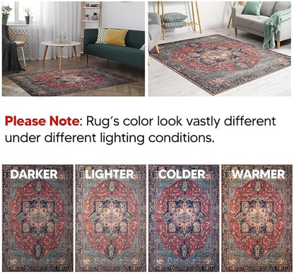 Keen Home Design 2x7 Rug - Machine Washable Runner Rug with Non-Slip Backing, Ideal for Hallway, Entryway, Kitchen, Laundry Room - Vintage, Easy Clean, Durable, Low Pile Rug - (2'6" x 7')