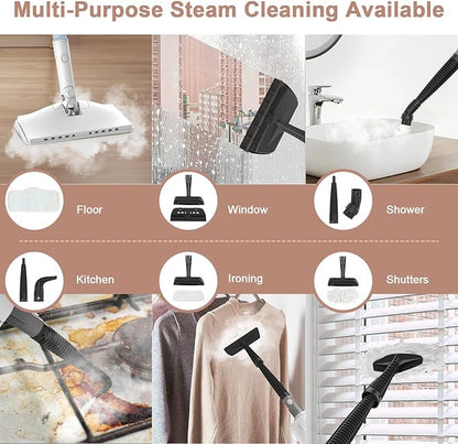 7-in-1 Steam Mop, 1200W Rotated Steam Cleaner for Home, 2 Modes, 400ML Removable Tank, 23FT Cord, 2 Washable Pads, Multi-Surface Steamer for Hard Floor, Laminate Floor, Tiles Cleaning (Peacock Blue)