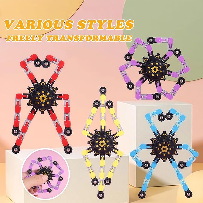 6pcs Transformable Fidget Spinners Children's Advanced Fidget Toys for Stress Relief Ideal Fidget Spinners for Sensory Toys for Boys and Girls with Autism，Party Favors