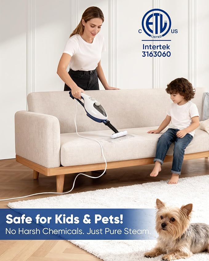 CYK Steam Mops for Floor Cleaning, 12 in 1 Handheld Steam Cleaner for Home, Floor Steamer for Hardwood Floors and Tile(Navy-White)