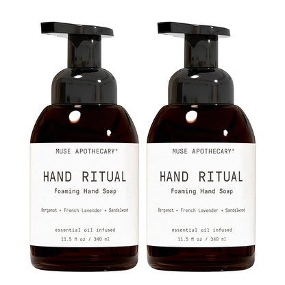 Muse Apothecary Hand Ritual - Aromatic and Nourishing Foaming Hand Soap, Infused with Aromatherapy Essential Oils - USDA Certified Biobased - 11.5 oz, Bergamot + French Lavender + Sandalwood, 2 Pack