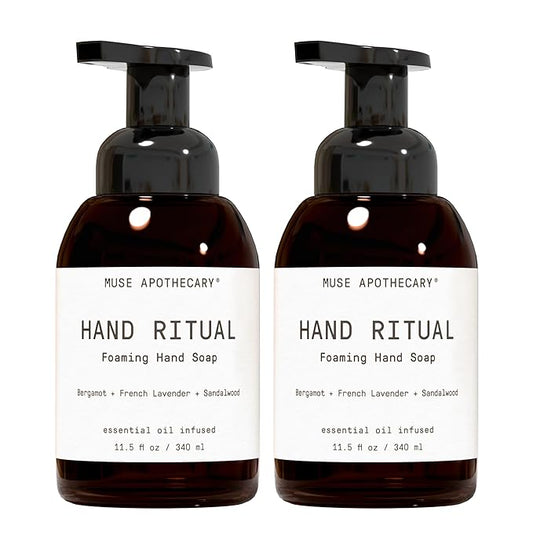 Muse Apothecary Hand Ritual - Aromatic and Nourishing Foaming Hand Soap, Infused with Aromatherapy Essential Oils - USDA Certified Biobased - 11.5 oz, Bergamot + French Lavender + Sandalwood, 2 Pack