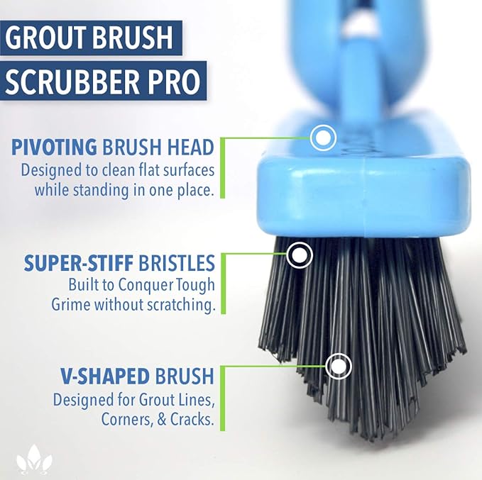 EVERSPROUT Grout Cleaning Brush Scrubber, Stiff V-Shaped Scrub Bristles Built for Corners & Tough Grime, Swivel Scrub Brush & Grout Cleaner for Shower, Bathroom, Tile, Floor, Attachment Cleaner Only