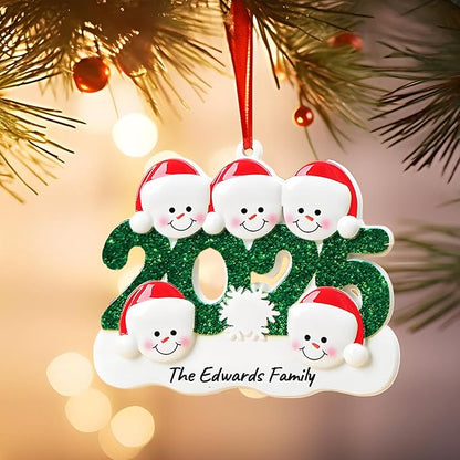 2025 Christmas Ornaments Personalized with Names Family of 2,3,4,5,6, Custom Family Snowman Ornament for Xmas Tree, Personalized Christmas Ornaments Decoration Gifts for Home Decor, 2 Names