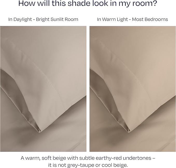 California Design Den Thick and Natural 100% Cotton Sheets Queen Size Set - Luxury 1000 Thread Count Sateen, Deep Pocket Queen Sheets, Soft, Breathable and Durable Bedding Set - Beige (Sand Tone)