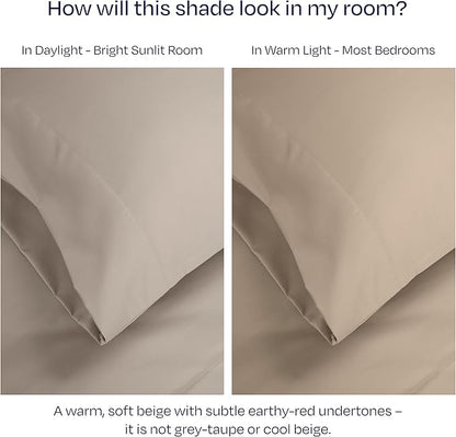 California Design Den Thick and Natural 100% Cotton Sheets Queen Size Set - Luxury 1000 Thread Count Sateen, Deep Pocket Queen Sheets, Soft, Breathable and Durable Bedding Set - Beige (Sand Tone)