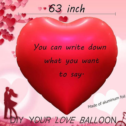 63inc Big Heart Balloons,Huge Jumbo Heart Balloon for Mother's Day Wedding Engagement Anniversary Valentines Day Party Décor