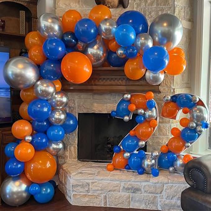 Blue and Orange Balloons, 60PCS 12 Inch Royal Light Blue and Orange Beige Balloon Confetti Balloons for Kids Space Theme Party Baby Shower Birthday Graduation Party Decoration