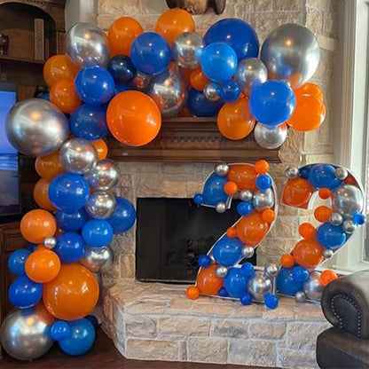 Blue and Orange Balloons, 60PCS 12 Inch Royal Light Blue and Orange Beige Balloon Confetti Balloons for Kids Space Theme Party Baby Shower Birthday Graduation Party Decoration