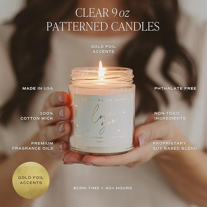 Sweet Water Decor Mango and Coconut Patterned Candle – Soy Candles with Pineapple, Mango, Orange, Peach – 40 Hour Burn – 9oz Clear Glass Jar – Ideal for Valentines Presents or Any Special Occasion