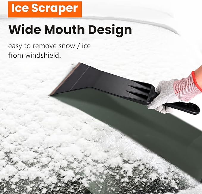 NEWISHTOOL Window Tint Tools Bulldozer Squeegee Kit, Black Wide Mouth & Scrubber Paddle Scraper with Spare Scouring Pads for Windshield Cleaning Window Film Installing, Long Handle Tint Tools