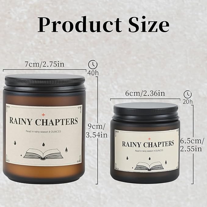 Rainy Chapters Scented Jar Candle - 100% Soy Wax Aromatherapy Candle with Juniper & Cedar Notes, Long-Lasting Fragrance for Home, Relaxation Romantic Ambience (8oz, 40-Hour Burn Time)