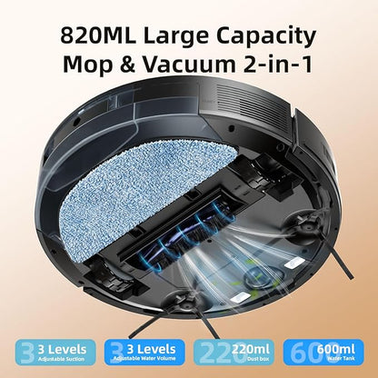 Robot Vacuum and Mop Combo, Robotic Vacuum Cleaner with Precision LiDAR Navigation, Multi-Floor Mapping, Ideal for Pet Hair, Hard Floors & Carpets, App & Voice Control, Aspiradora Robot