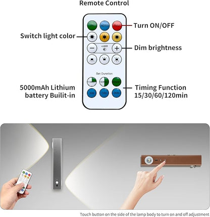 Motion Sensor LED Night Lights, 2500 mAh Rechargeable Battery Operated Indoor Wall Light Without Power Connection with Switch, Wireless Wall Lighting Battery for Cabinet Bedroom Stairs (Silver)