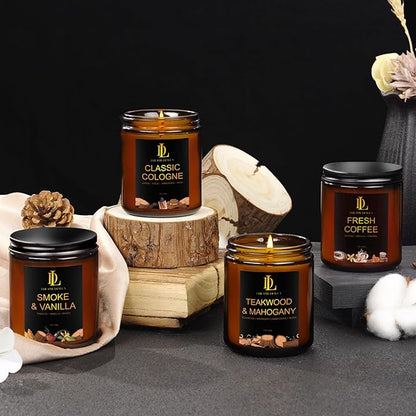 Teakwood & Mahogany Candles, Teakwood Mahogany Scented Candle, Natural Soy Candles for Home Scented, Long Lasting with 50 Hour Burn Time, Gifts for Men Women
