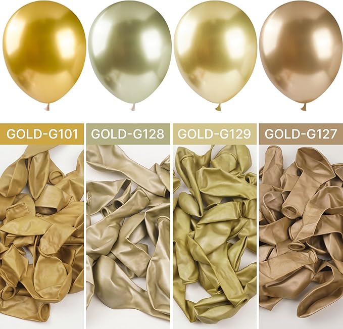 PartyWoo Metallic Gold Balloons 50 pcs 12 Inch Chrome Light Gold Latex Helium Balloons for Graduation Baby Shower Gender Reveal Christmas Wedding New Year Birthday Party Decorations Gold-G128