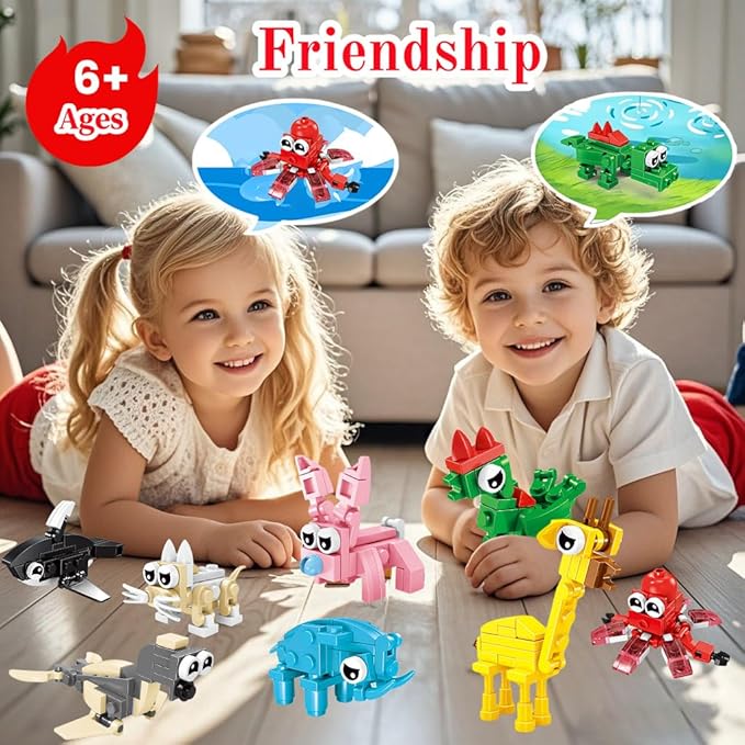 24 Pack Party Favors for Kids, Mini Animal Building Blocks Set, Classroom Gifts for Students, STEM Toys for Boys,Easter Basket Stuffers, Birthday Gifts