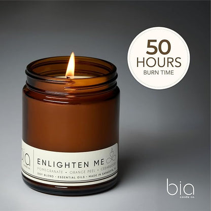 Bia Candle Co Soy Blend Candle, Sweet Orange Peel, Pineapple & Pomegranate Over Vanilla Cedar – Clean Soy Wax, Made in USA – Enlighten Me Scent,7 oz