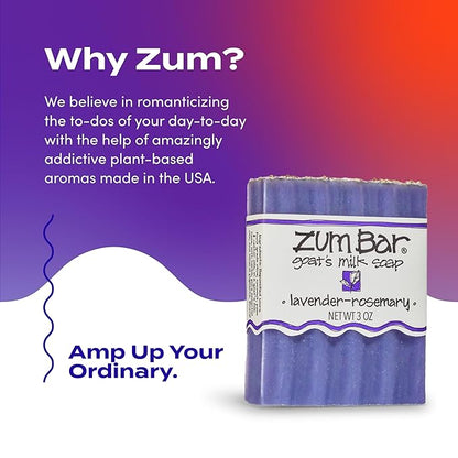 Indigo Wild Zum Goat's Milk Soap Bar - Bar Soap for Hands & Body Made with Essential Oils - 3 oz - Lavender-Rosemary (3 Pack)