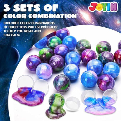 JOYIN Slime Party Favors, 24 Pack Galaxy Slime Ball - Stretchy, Non-Sticky, Mess-Free, Stress Relief, and Safe - Toys for Girls and Boys - Classroom Reward, Party Supplies