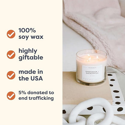Calyan Wax Co. Aspen & Fog 3 Wick Scented Candle - 43 Hour Burn - Luxury 3 Wick Soy Candles - Non Toxic Soy Wax Candles - Long Lasting Large Glass Jar Candle for Home - 14.9oz