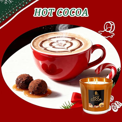 Large Candle Hot Cocoa Scented, 4 Wick Natural Soy Candles for Home Scented, 30oz Big Holiday Candle Long Lasting, Home Kitchen Scent Candles Valentine's Day Gifts for Women Men