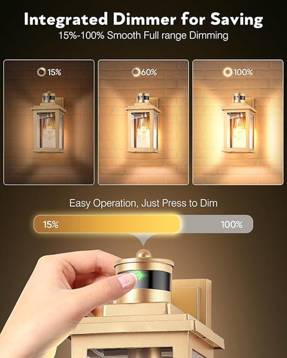 VIANIS Motion Sensor Outdoor Wall Lights Sconce, 2 Pack Dusk to Dawn Outdoor Light Fixture, Gold Waterproof Outdoor Motion Sensor Light for House, Doorway, Entryway, Garden,Hardwired, Non-Solar