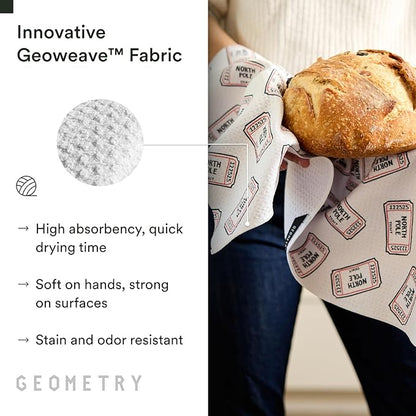 GEOMETRY Christmas Kitchen Towels - Quick Dry Microfiber Cloth Dish Towels for Kitchen Drying - Premium Quick Dry Towel 2-Pack Set - Polar Express