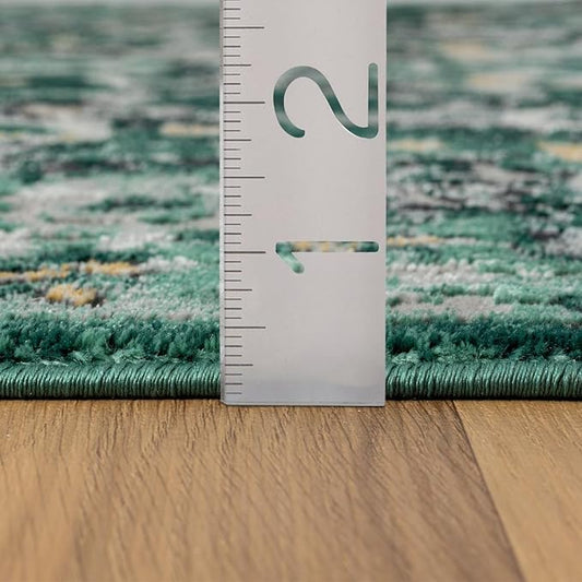 LUXE WEAVERS Moroccan Green 4x5 Medallion Area Rug for Living Rooms