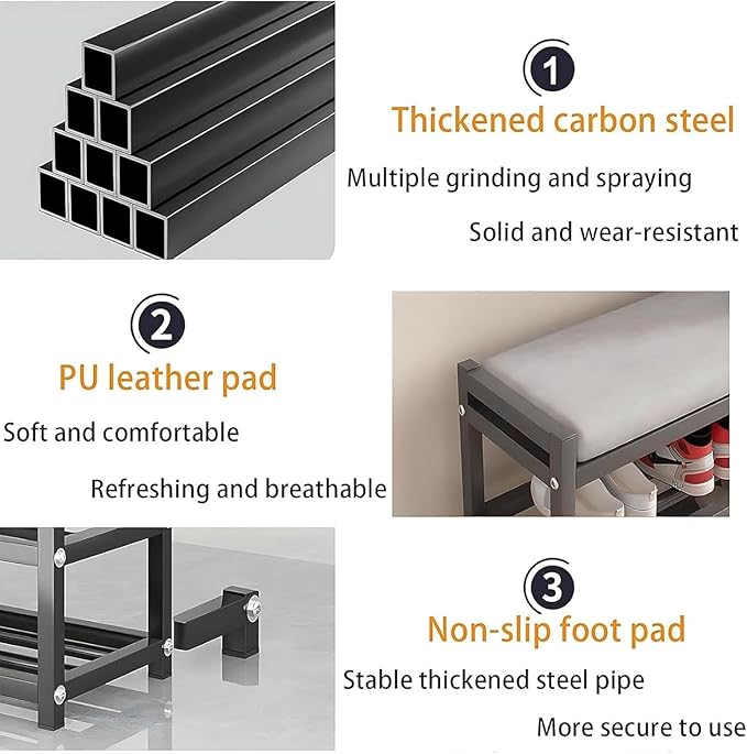 Shoe Rack for Closet, 5-Tier Adjustable Shoe Organizer, Long Shoe Shelf Storage for Sneaker and Boot Free Standing Shoe Rack for Entryway, Garage, Small Spaces, Dorm