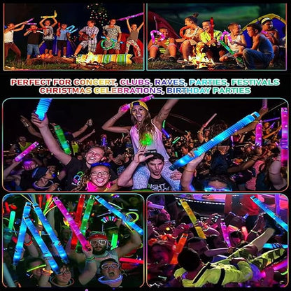 12PCS Multicolor Light Up Glow Necklaces Bracelets Party Favors Accessories for , Glow Sticks Pop Tubes for kids,Glow Birthday Camping Wedding Party Supplies Decorations for Boys Girls