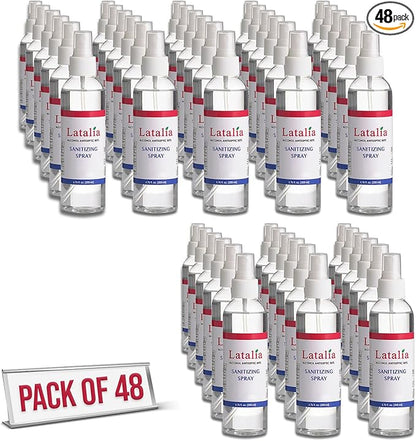 Latalia Unscented Hand Sanitizer Spray Refill Pack of 48 | 6.67 Fl oz with 80% Alcohol Bulk Hand Sanitizer Travel Size | Hand Sanitizing Spray For Quick Dry Hand