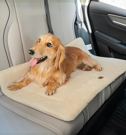 Made4Pets Dog Crate Pad Bed for Medium Large Dogs, Washable & Reversible, Anti-Slip Kennel Mat for Cozy Sleeping, Soft Fluffy Dog Bed for Indoor & Outdoor Use, 35"x23", Beige
