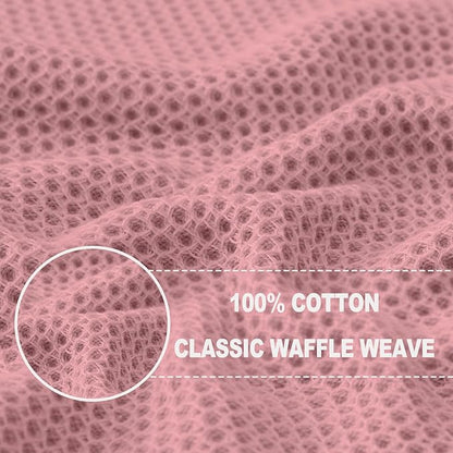 Homaxy 100% Cotton Waffle Weave Kitchen Dish Cloths, Ultra Soft Absorbent Quick Drying Dish Towels, 12 x 12 Inches, 6-Pack, Dried Rose