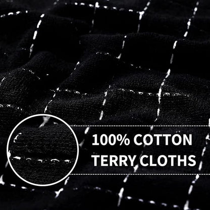 Homaxy 100% Cotton Terry Kitchen Towels(Multiple Color, 13 x 28 inches), Checkered Designed, Soft and Super Absorbent Dish Towels, 4 Pack