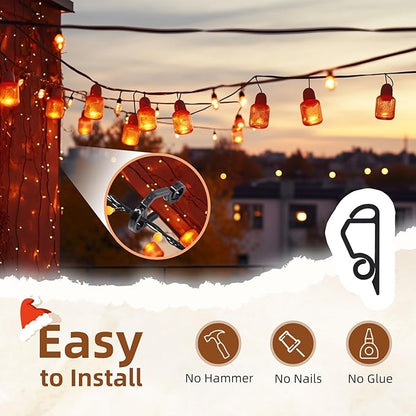 Geegoods Christmas Light Clip,Plastic Black Gutter Hooks Outdoor,Weatherproof Holiday Hanging Clips,Mini Light Hooks for Outside String Lights Christmas Decoration(120 pcs)