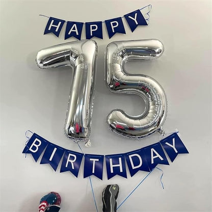 40'' Silver Number 7 Balloons, Self Inflating Foil Number Balloons Set 0-9 for Women Men, Large Digital 7 Helium Balloon for Girls Boys 7th Birthday Party New Year Decorations Anniversary Supplies
